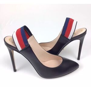 Gucci Black and Red Slingback Heels with Stiletto